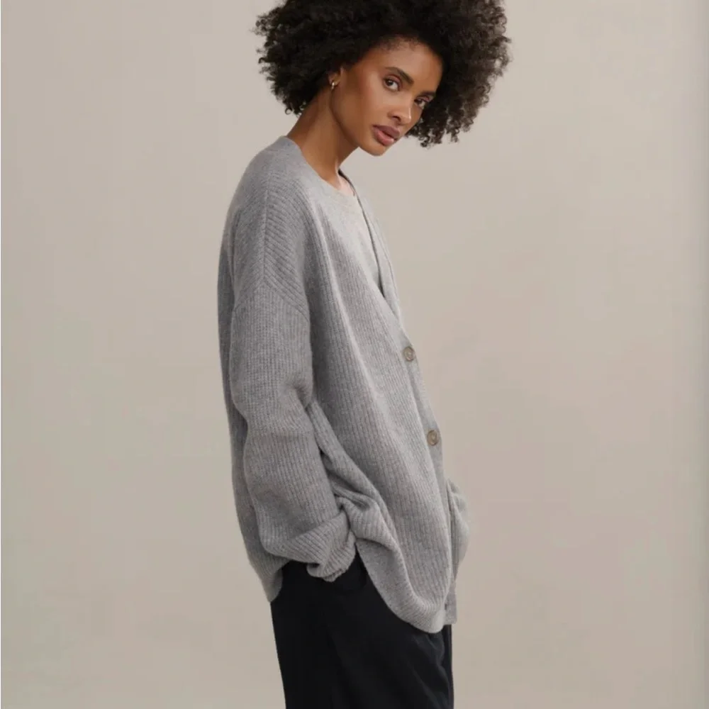 Jenni Kayne Gray Cocoon Cashmere Cardigan - Picture 3 of 8